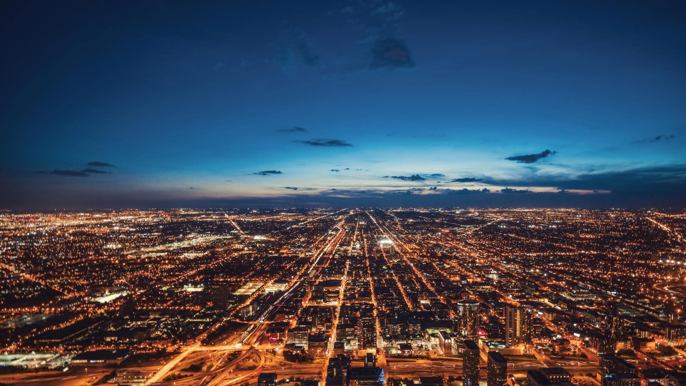 Hero 1162900500 20240829 Overhead picture of community powered at twilight