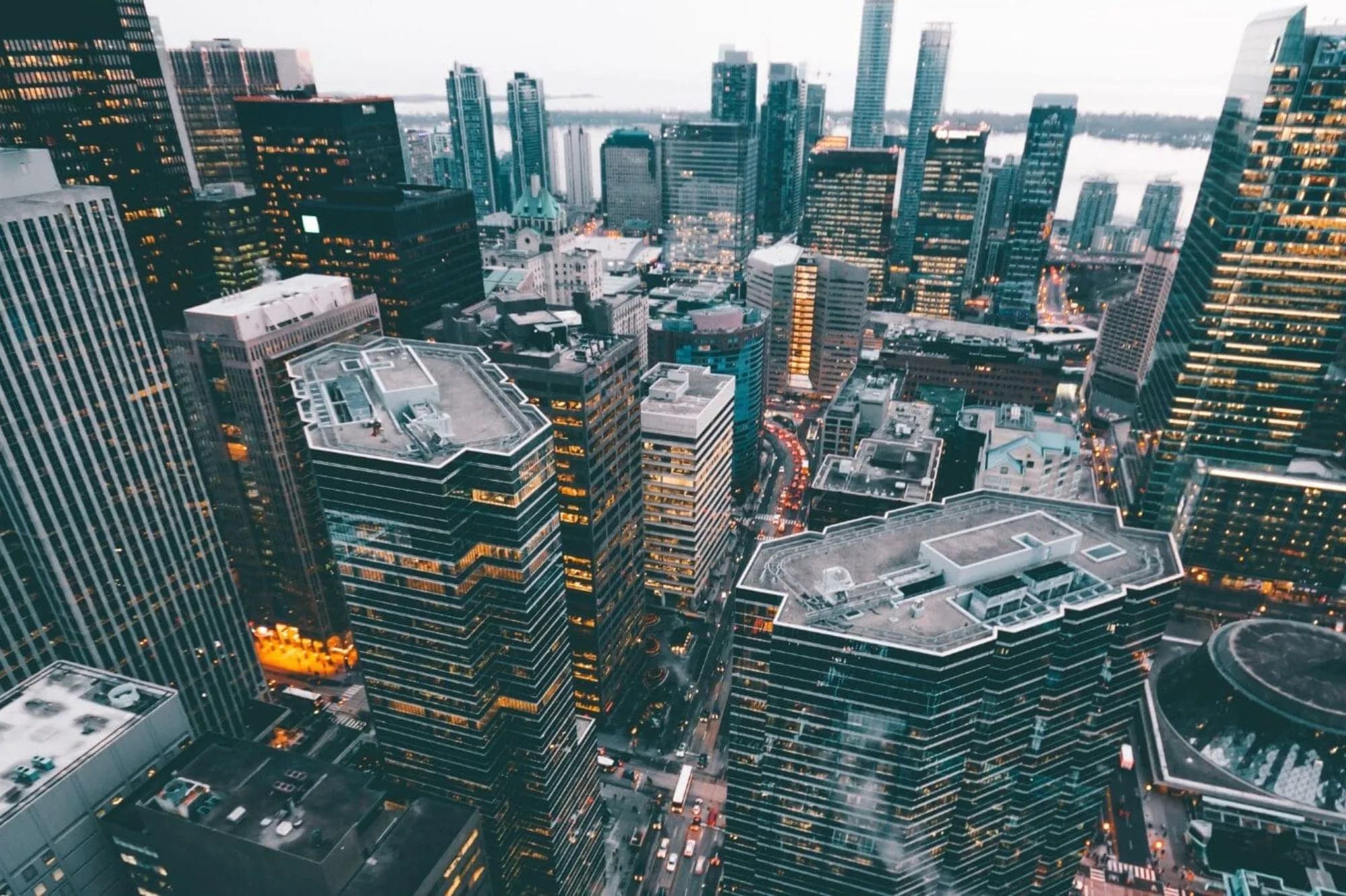 Aerial view of large city